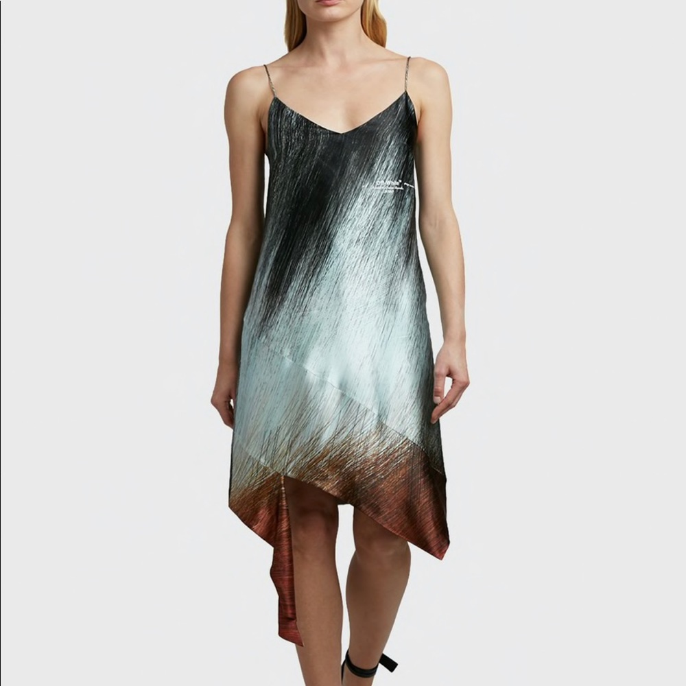 Off-White Bouroullec Spiral Satin Slip Dress